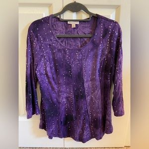 Purple Dress barn shirt with stitching and sequin details